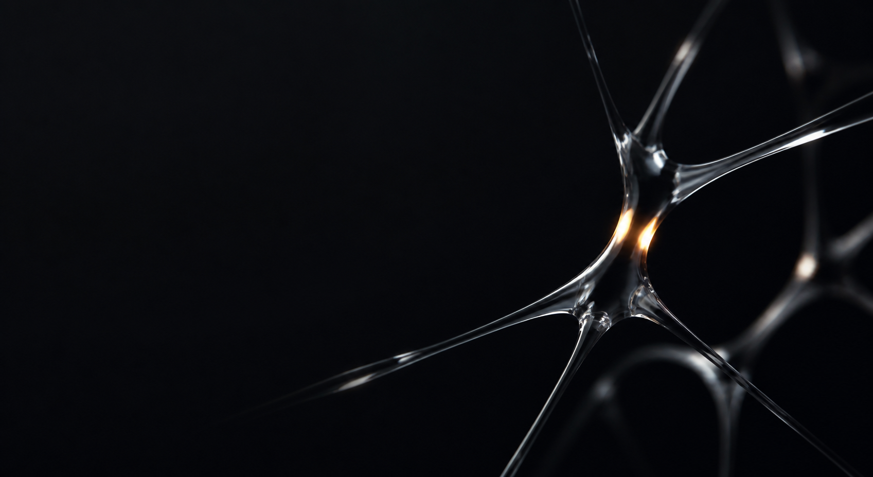 Abstract glass connections illuminated in the dark